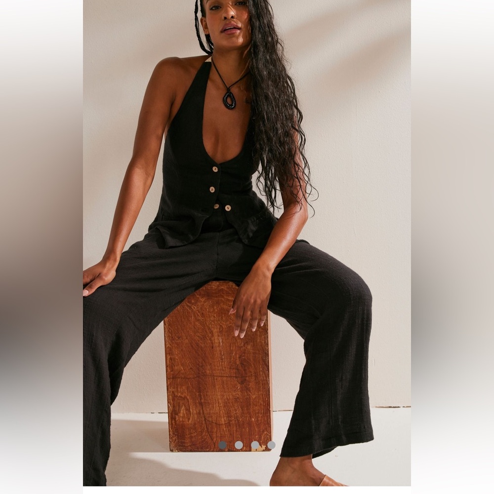 Free People Take Me To Paris Low-Back Set-XS-Blk